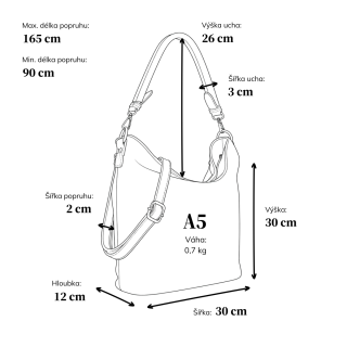 Originální hobo bag Carmelo materiál syntetická kůže zapínání na zip barva béžová velikost střední 4304 BE Rozměry