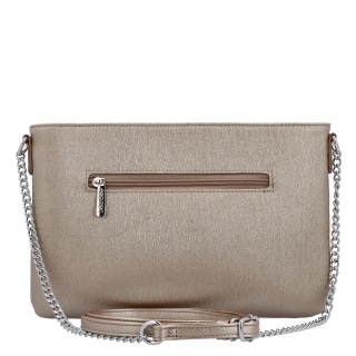 Elegantní crossbody kabelka s jemným leskem Le Sands materiál syntetická kůže zapínání na zip barva metalická velikost malá 4608 ZL Zezadu