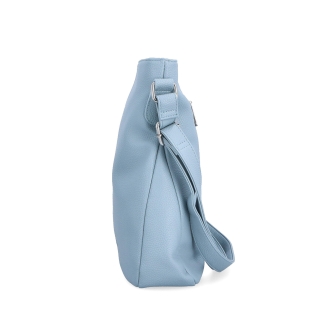 Designová crossbody kabelka Carmelo materiál syntetická kůže zapínání na zip barva modrá velikost střední 4271 SM Z boku