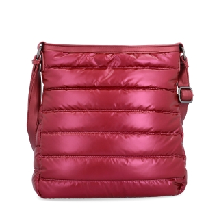 Moderní dámská kabelka z nadýchaného nylonu Carmelo materiál nylon zapínání na zip barva vínová velikost střední 4382 BO Zepředu