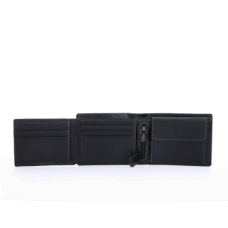 Stylová kožená peněženka Poyem materiál kůže zapínání Bez zapínání barva černá velikost malá 5237 Poyem C Otevřený