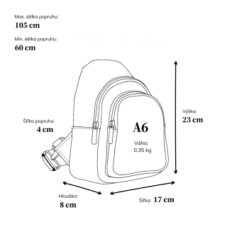 Moderní taška na tělo ze syntetického materiálu Carmelo materiál syntetická kůže zapínání na zip barva černá velikost malá 4364 C Rozměry
