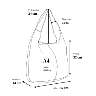 Velká prošívaná kožená shopper kabelka Noelia Bolger materiál kůže zapínání na zip barva černá velikost velká NB 2077 C Rozměry