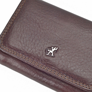 Praktická kožená peněženka Cosset materiál kůže zapínání na cvoček barva hnědá velikost malá 4509 Komodo H Logo