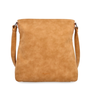 Stylová crossbody kabelka s čistým designem Tangerin materiál syntetická kůže zapínání na zip barva koňaková velikost střední 1101 CAM Zepředu