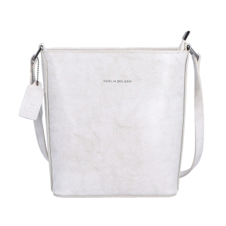 Malá elegantní kožená crossbody kabelka Noelia Bolger materiál kůže zapínání na zip barva bílá velikost malá NB 0065 OW Zepředu