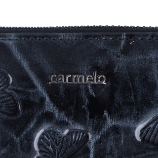 Penál z lakované kůže Carmelo materiál kůže zapínání na zip barva černá velikost střední 2124 M C Logo