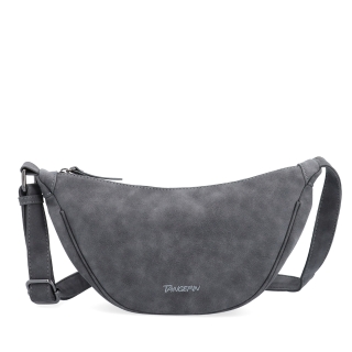 Stylový dámský moonbag ze syntetického materiálu Tangerin materiál syntetická kůže zapínání na zip barva šedá velikost malá 1112 ANT Zepředu
