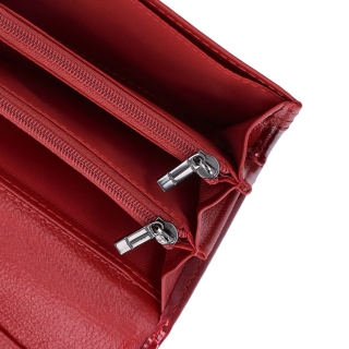 Elegantní dámská lakovaná kožená peněženka Carmelo materiál kůže zapínání na cvoček barva červená velikost velká 2109 B CV Detail
