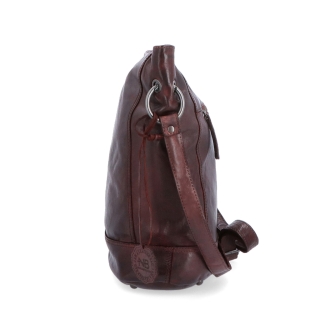 Kožená crossbody kabelka s designovým prošitím Noelia Bolger materiál kůže zapínání na zip barva vínová velikost střední NB 2089 BO Z boku
