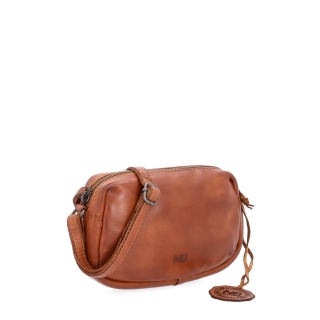 Minimalistická kožená crossbody kabelka Noelia Bolger materiál kůže zapínání na zip barva koňaková velikost malá NB 2417 KO