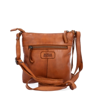 Elegantní kožená crossbody kabelka Noelia Bolger materiál kůže zapínání na zip barva koňaková velikost malá NB 2415 KO Zezadu