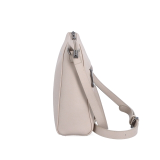 Kožená crossbody kabelka Noelia Bolger materiál kůže zapínání na zip barva šedá velikost malá NB 0074 SS Z boku