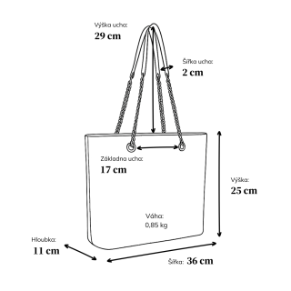 Stylová shopper kabelka přes rameno Le Sands materiál syntetická kůže zapínání na zip barva vínová velikost velká 4641 BO Rozměry