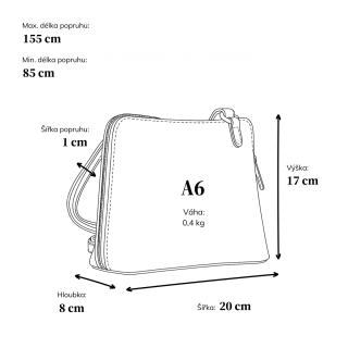 Praktická crossbody kabelka s děleným vnitřkem Le Sands materiál syntetická kůže zapínání na zip barva černá velikost malá 7723 C Rozměry