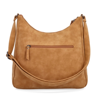 Crossbody syntetická kabelka s prošitím Tangerin materiál syntetická kůže zapínání na zip barva koňaková velikost střední 1104 CAM Zezadu