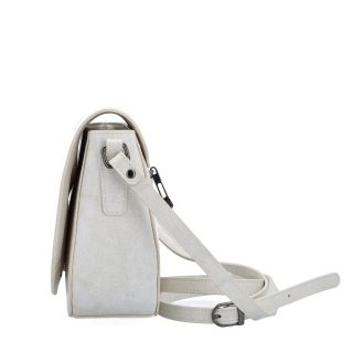 Elegantní kožená crossbody kabelka s klopou Noelia Bolger materiál kůže zapínání s klopou barva bílá velikost malá NB 0117 OW Z boku