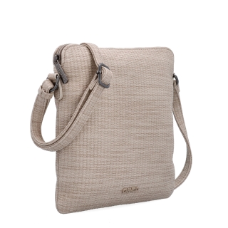 Minimalistická crossbody kabelka s jemným vzorem Carmelo materiál syntetická kůže zapínání na zip barva béžová velikost malá 4397 BE
