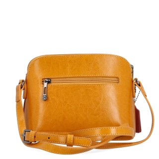 Luxusní malá kožená crossbody kabelka Noelia Bolger materiál kůže zapínání na zip barva žlutá velikost malá NB 0080 ZLU Zezadu
