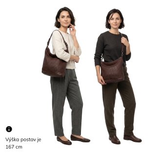 Jemně proplétaná kožená hobo kabelka Noelia Bolger materiál kůže zapínání na zip barva hnědá velikost střední NB 2015 H Na postavě