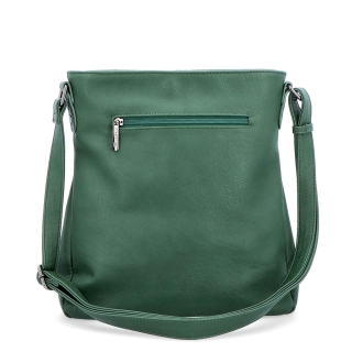 Crossbody kabelka s jednoduchým prošíváním Tangerin materiál syntetická kůže zapínání na zip barva zelená velikost střední 8003 TZE Zezadu