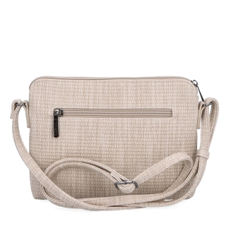 Malá crossbody kabelka s jemným elegantním vzorem Carmelo materiál syntetická kůže zapínání na zip barva béžová velikost malá 4337 BE Zezadu