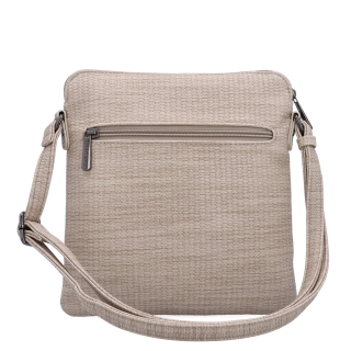 Minimalistická crossbody kabelka s jemným vzorem Carmelo materiál syntetická kůže zapínání na zip barva béžová velikost malá 4397 BE Zezadu