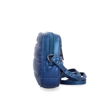 Stylová dámská kabelka s prošíváním Carmelo materiál nylon zapínání na zip barva modrá velikost malá 4386 M Z boku