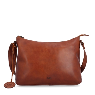 Dámská kožená crossbody kabelka Noelia Bolger materiál kůže zapínání na zip barva koňaková velikost střední NB 2430 KO Zepředu