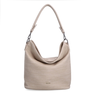Originální hobo bag Carmelo materiál syntetická kůže zapínání na zip barva béžová velikost střední 4304 BE Zepředu