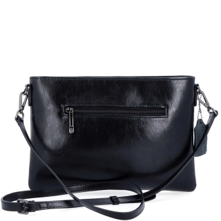 Elegantní minimalistická kožená crossbody kabelka Noelia Bolger materiál kůže zapínání na zip barva černá velikost malá NB 0105 C Zezadu