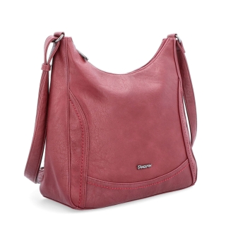 Městská crossbody kabelka ze syntetické kůže Tangerin materiál syntetická kůže zapínání na zip barva vínová velikost střední 8046 BO