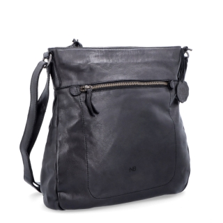 Vintage kožená crossbody kabelka Noelia Bolger materiál kůže zapínání na zip barva černá velikost střední NB 2004 C