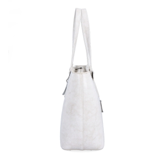 Shopper kabelka přes rameno Noelia Bolger materiál kůže zapínání na zip barva bílá velikost velká NB 0047 OW Z boku