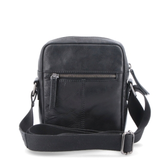 Malá kožená crossbody Poyem materiál kůže zapínání na zip barva černá velikost malá 2213 Poyem C Zezadu