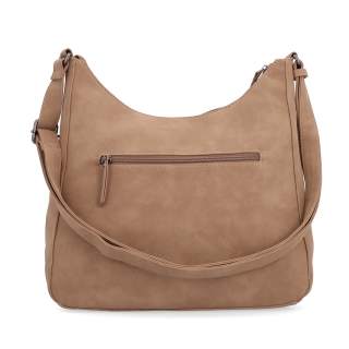 Crossbody syntetická kabelka s prošitím Tangerin materiál syntetická kůže zapínání na zip barva béžová velikost střední 1104 MO Zezadu