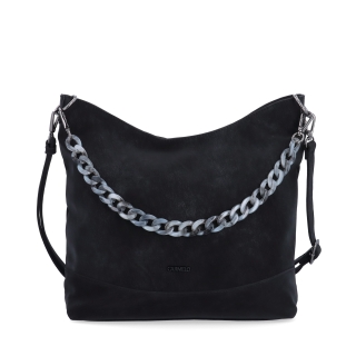 Stylová crossbody kabelka s odepínacím řetízkem Carmelo materiál syntetická kůže zapínání na zip barva černá velikost střední 4660 C Zepředu
