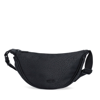 Malá nylonová kabelky typu moonbag Carmelo materiál nylon zapínání na zip barva černá velikost malá 6609 C LE Zepředu