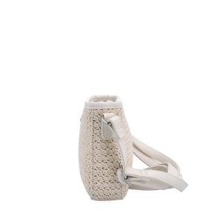 Malá crossbody kabelka ve straw stylu Le Sands materiál syntetická kůže zapínání na zip barva béžová velikost malá 4616 K Z boku