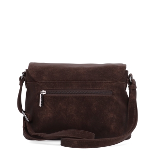 Stylová crossbody kabelka s praktickou klopou Carmelo materiál syntetická kůže zapínání na zip barva hnědá velikost malá 4661 H Zezadu