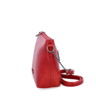 Společenská crossbody kabelka s řetízkem Le Sands materiál syntetická kůže zapínání na zip barva červená velikost malá 7708 CV Z boku