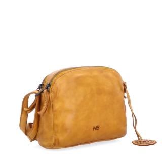 Kvalitní kožená crossbody kabelka Noelia Bolger materiál kůže zapínání na zip barva žlutá velikost malá NB 2408 ZLU