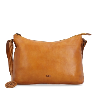 Dámská kožená crossbody kabelka Noelia Bolger materiál kůže zapínání na zip barva žlutá velikost střední NB 2430 ZLU Zepředu