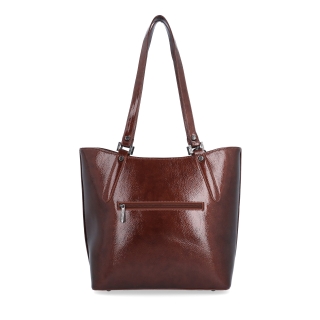 Syntetická shopper kabelka s přívěskem Le Sands materiál syntetická kůže zapínání na zip barva hnědá velikost velká 4643 H Zezadu