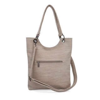 Městská kabelka s odepínacím crossbody popruhem Carmelo materiál syntetická kůže zapínání na zip barva béžová velikost střední 4395 BE Zezadu
