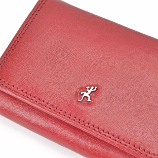 Stylová kožená peněženka Cosset materiál kůže zapínání na cvoček barva červená velikost střední 4511 Komodo CV Logo