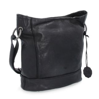 Kožená crossbody kabelka s designovým prošitím Noelia Bolger materiál kůže zapínání na zip barva černá velikost střední NB 2089 C