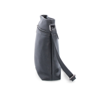 Menší crossbody kabelka Tangerin materiál syntetická kůže zapínání na zip barva černá velikost střední 8022 C Z boku