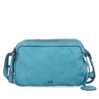 Minimalistická kožená crossbody kabelka Noelia Bolger materiál kůže zapínání na zip barva tyrkysová velikost malá NB 2407 TYR Zepředu