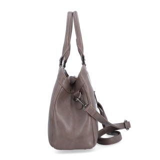 Elegantní kabelka do ruky i přes rameno Le Sands materiál syntetická kůže zapínání na zip barva taupe velikost střední 7729 T Z boku